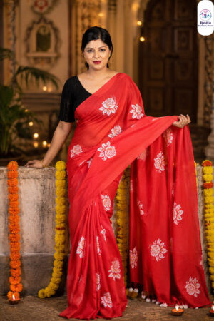 Rose Hand Print Saree