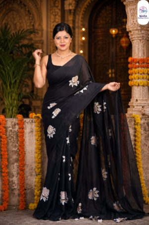 Rose Hand Print Saree