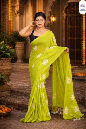 Rose Hand Print Saree