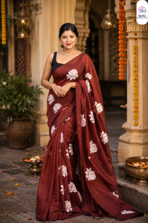 Rose Hand Print Saree