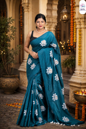 Rose Hand Print Saree